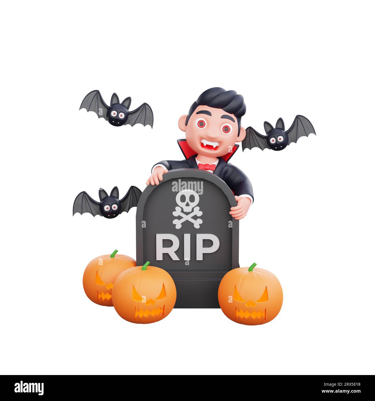 3d personnage mignon halloween vampire effrayante illustration de conception Banque D'Images