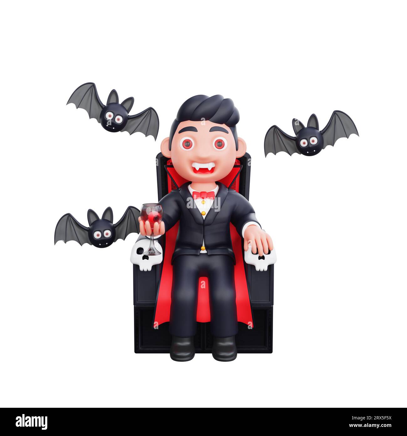 3d personnage mignon halloween vampire effrayante illustration de conception Banque D'Images