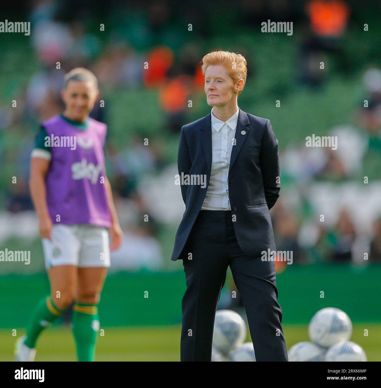 23 septembre 2023 ; Aviva Stadium, Dublin, Irlande ; Nations League Womens International football, République d'Irlande contre Irlande du Nord ; Eileen Gleeson Ireland entraîneur-chef par intérim Banque D'Images