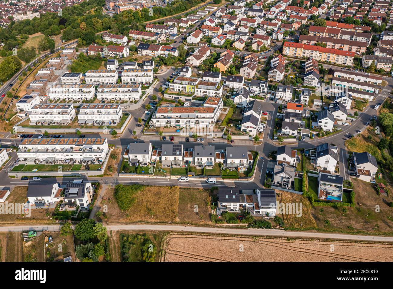 Allemagne, Bade-Wurtemberg, Plochingen, vue aérienne des maisons de banlieue Banque D'Images
