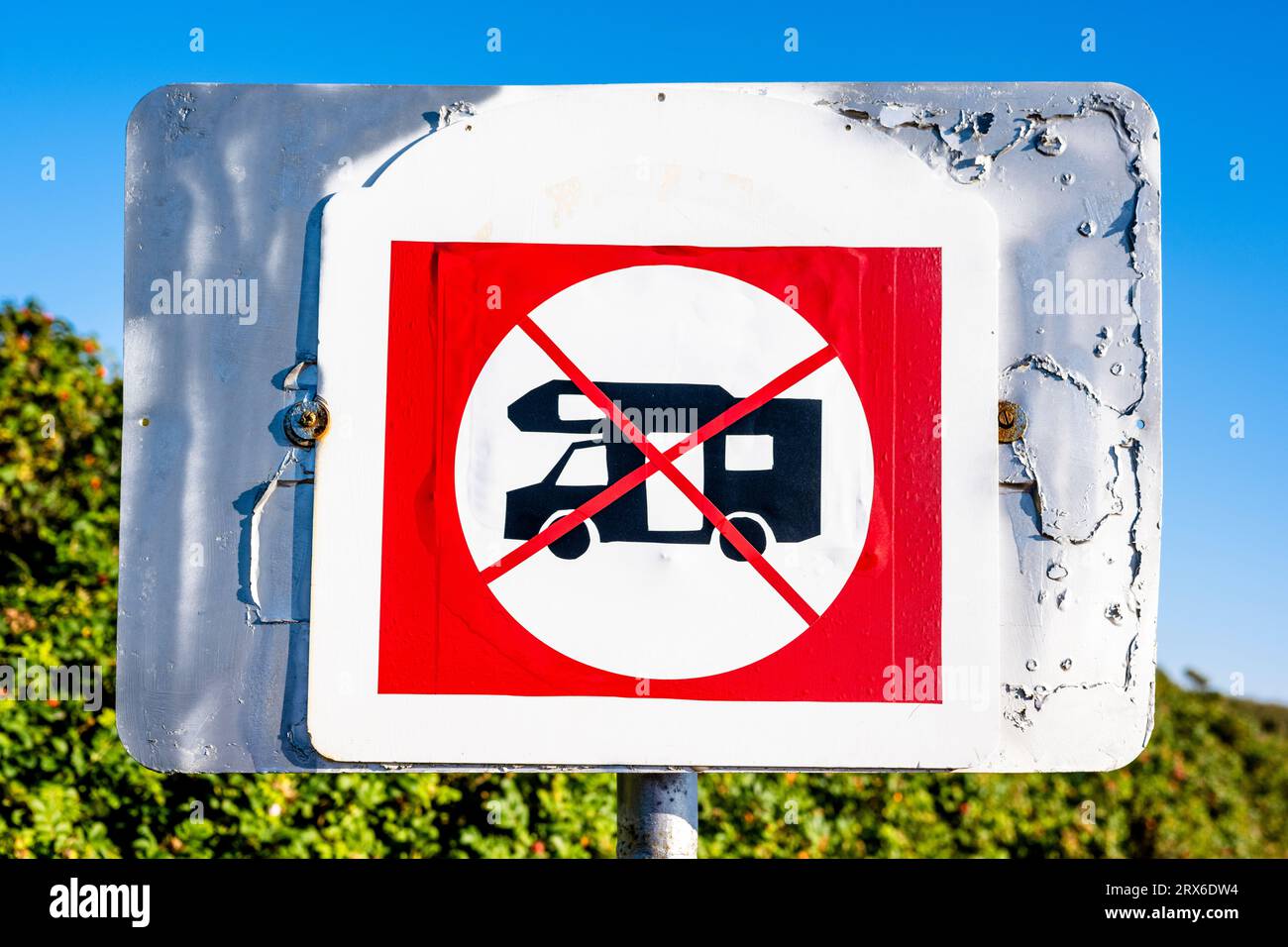 Allemagne, Schleswig-Holstein, pas de panneau camping-cars sur l'île de Sylt Banque D'Images