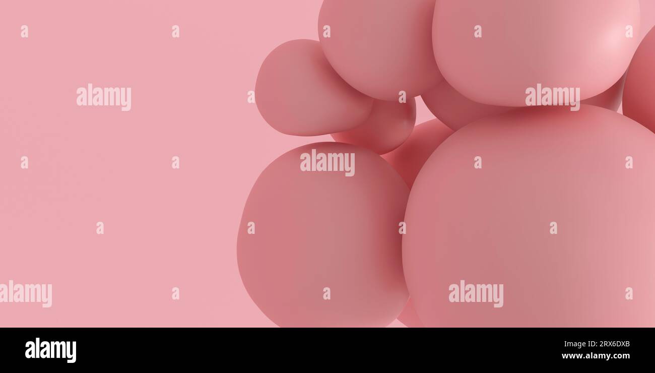 Rendu 3D de bulles lisses rose pastel Banque D'Images