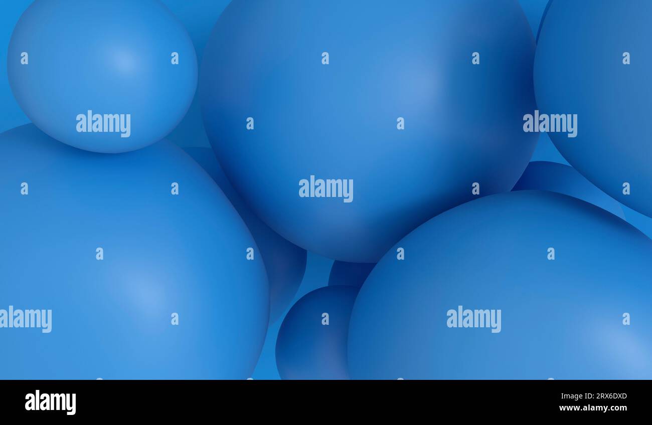 Fond 3D de bulles bleues lisses Banque D'Images