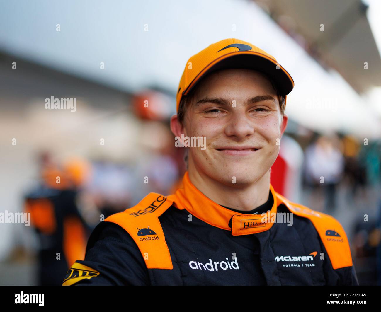 Suzuka Grand Prix circuit, 23 septembre 2023 : Oscar Piastri (AUS) au Parc ferme après s'être qualifié 2e au Grand Prix de Formule 1 du Japon 2023. Corleve/Alamy Live News Banque D'Images