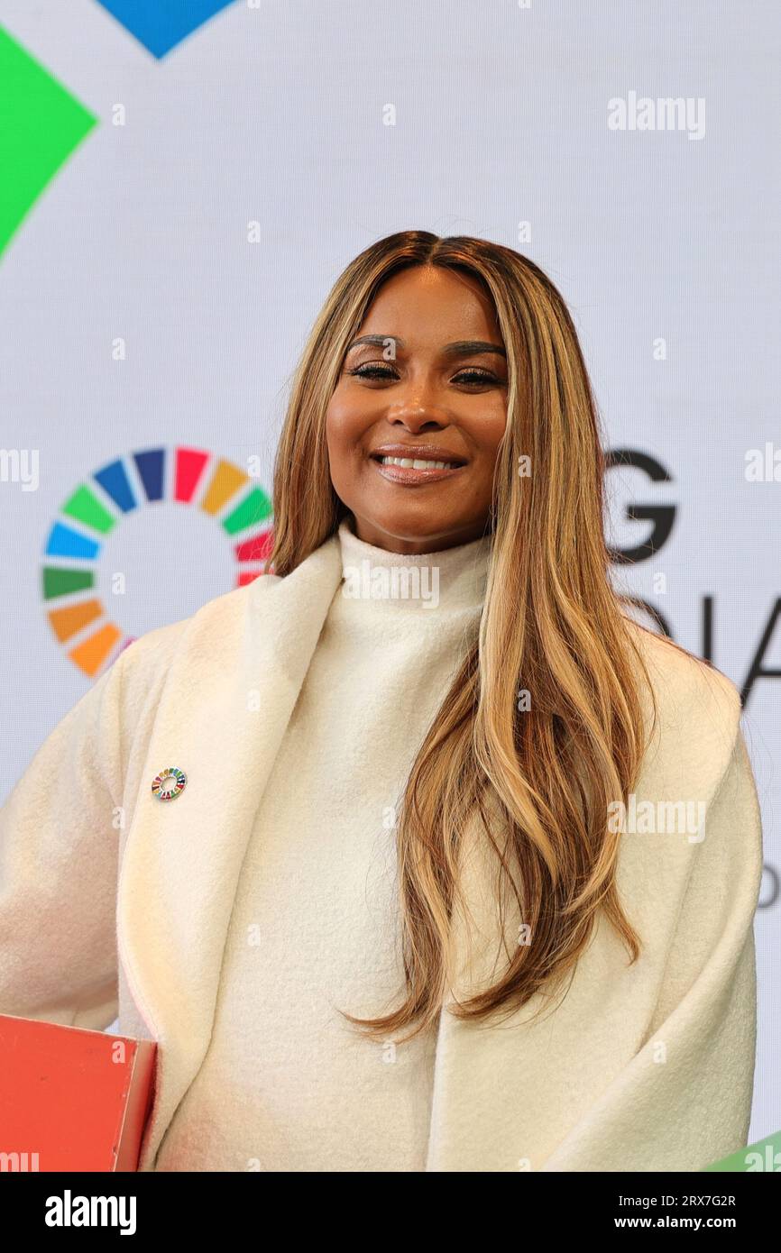 NY, États-Unis. 19 septembre 2023. Nations Unies, New York, États-Unis, 19 septembre 2023 - Ciara à la SDG Media zone aujourd'hui au siège des Nations Unies à New York pour la santé maternelle et les objectifs des ODD. Photo : Luiz Rampelotto/EuropaNewswire (image de crédit : © Luiz Rampelotto/ZUMA Press Wire) USAGE ÉDITORIAL SEULEMENT! Non destiné à UN USAGE commercial ! Banque D'Images