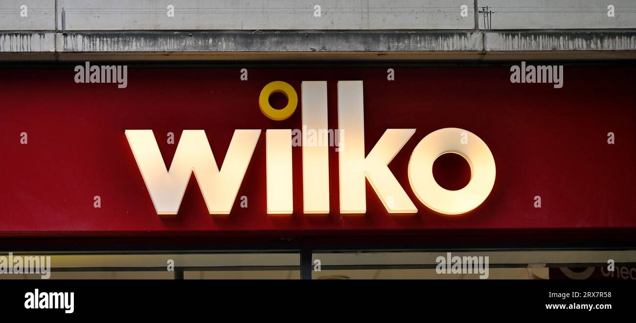 Logo du magasin Wilko Banque D'Images