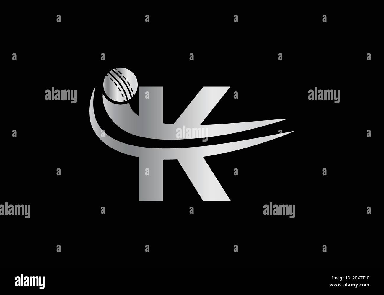 Lettre K moderne avec conception de modèle de logo Cricket Sports. Pour le modèle de vecteur de symbole de club de cricket Illustration de Vecteur