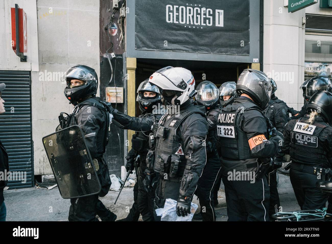 Paris, France. 01 juin 2023. Des policiers de BRAV-M lors de la manifestation « contre la violence policière et le racisme systémique ». Paris, 23 septembre 2023. Photos de Jérémy Paoloni/ABACAPRESS.COM crédit : Abaca Press/Alamy Live News Banque D'Images