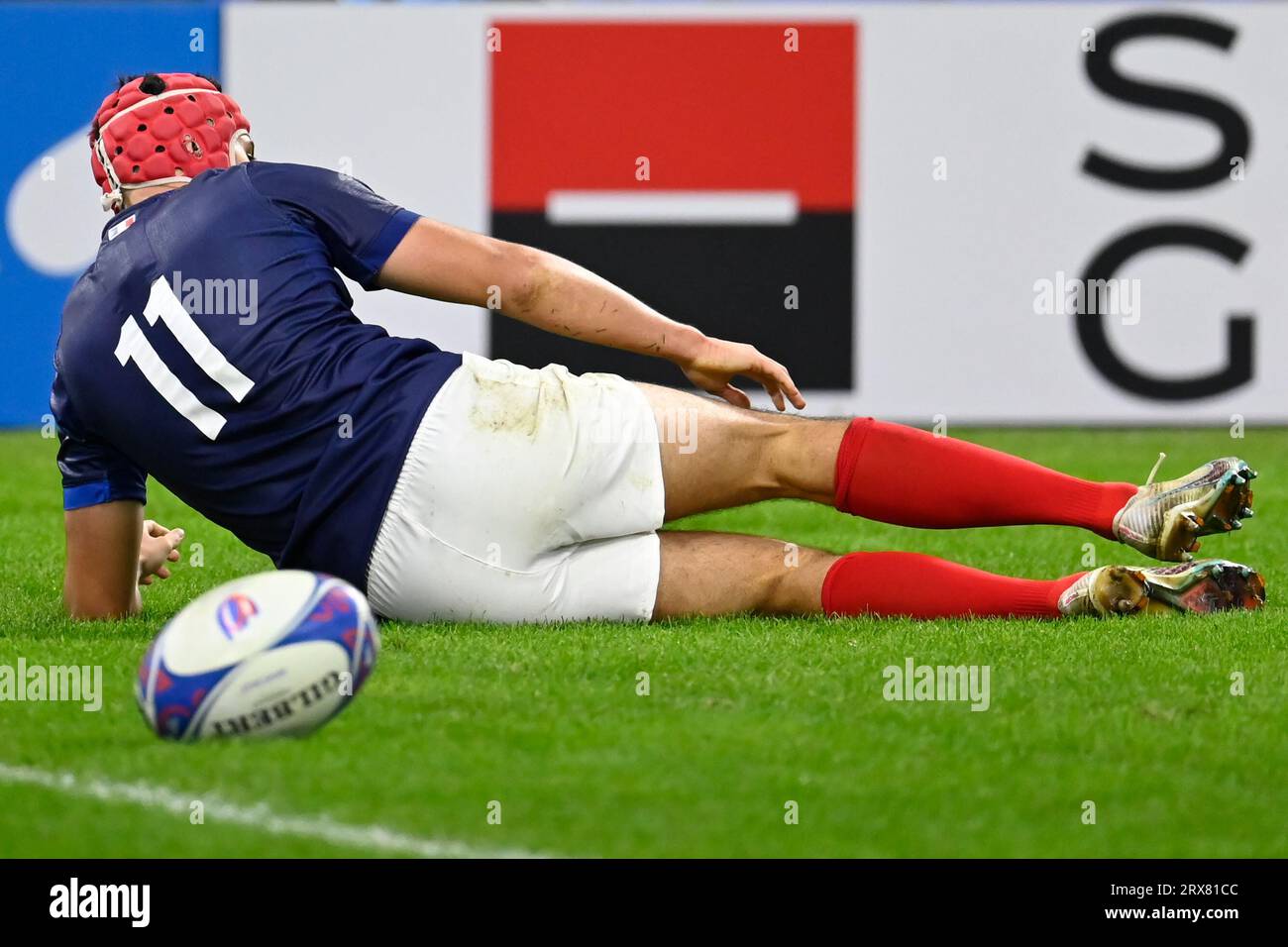 Marseille, France. 23 septembre 2023. Julien Mattia/le Pictorium - coupe du monde de rugby France-Namibie - 23/09/2023 - France/Bouches-du-Rhone/Marseille - Louis bielle-Biarrey lors du match de coupe du monde de rugby 2023 entre la France et la Namibie au Stade Vélodrome de Marseille, le 21 septembre 2023. Crédit : LE PICTORIUM/Alamy Live News Banque D'Images