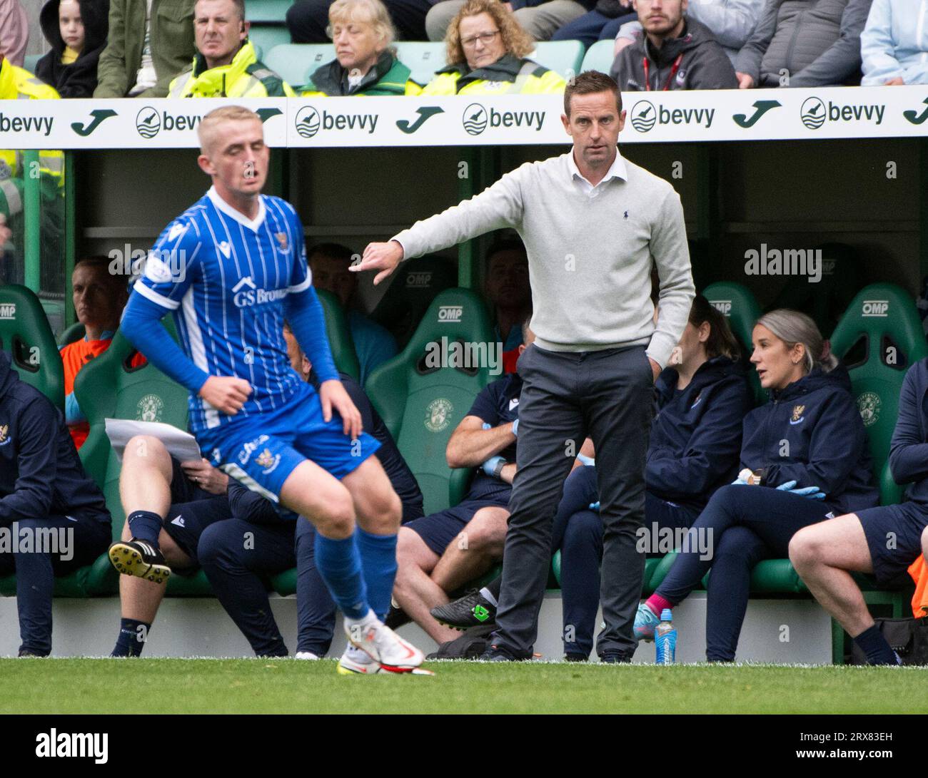 Edimbourg, Royaume-Uni. 23 septembre 2023. Scottish Premiership - Hibernian FC v St Johnstone FC 23/09/2023 le Manager de St Johnstone, Steven MacLean, en tant que Hibernian affronte St Johnstone dans le Scottish Premiership au Easter Road Stadium, Édimbourg, Royaume-Uni crédit : Ian Jacobs/Alamy Live News Banque D'Images