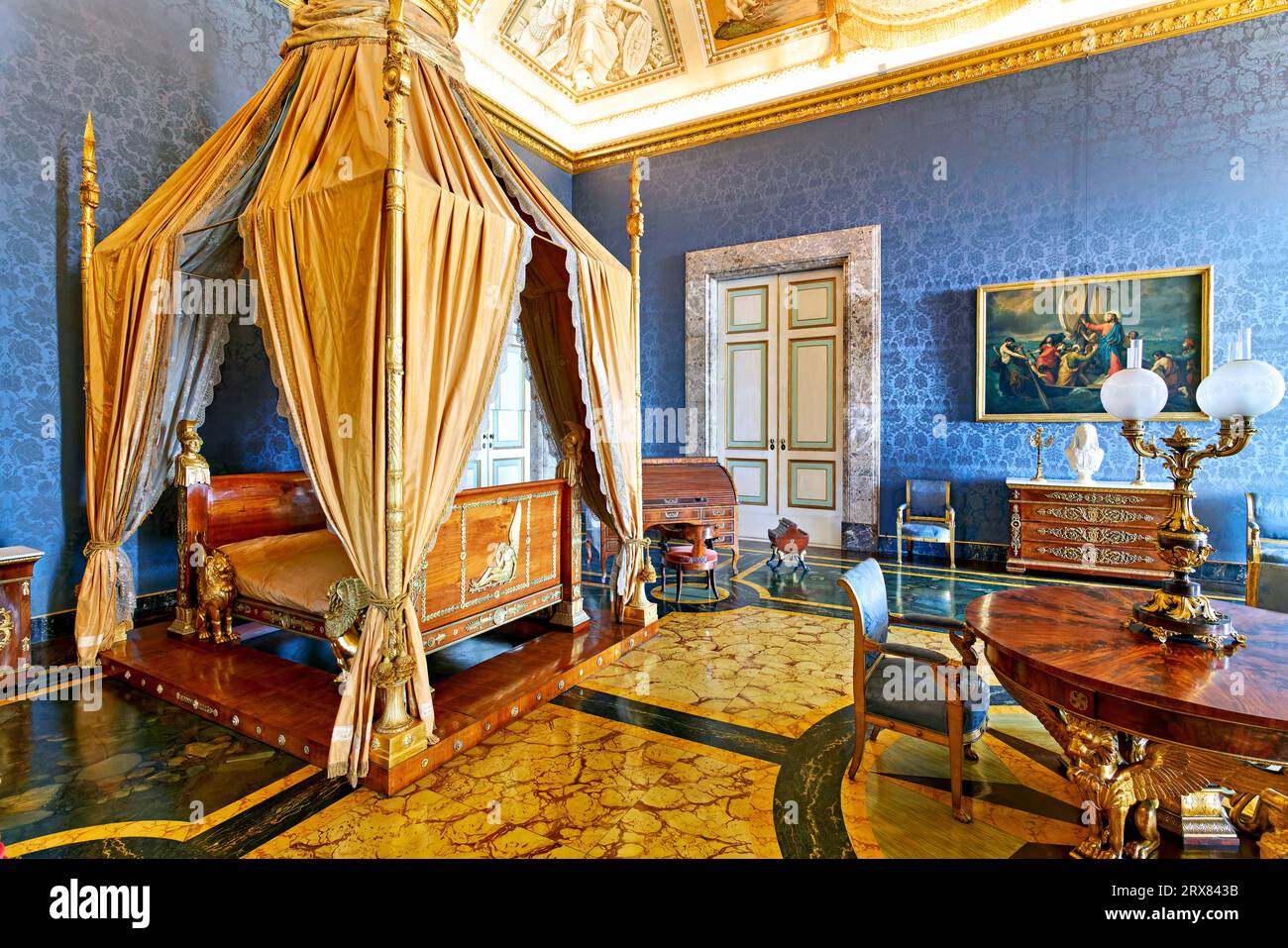 Caserta Campania Italie. Le Palais Royal. La chambre du roi François II Banque D'Images