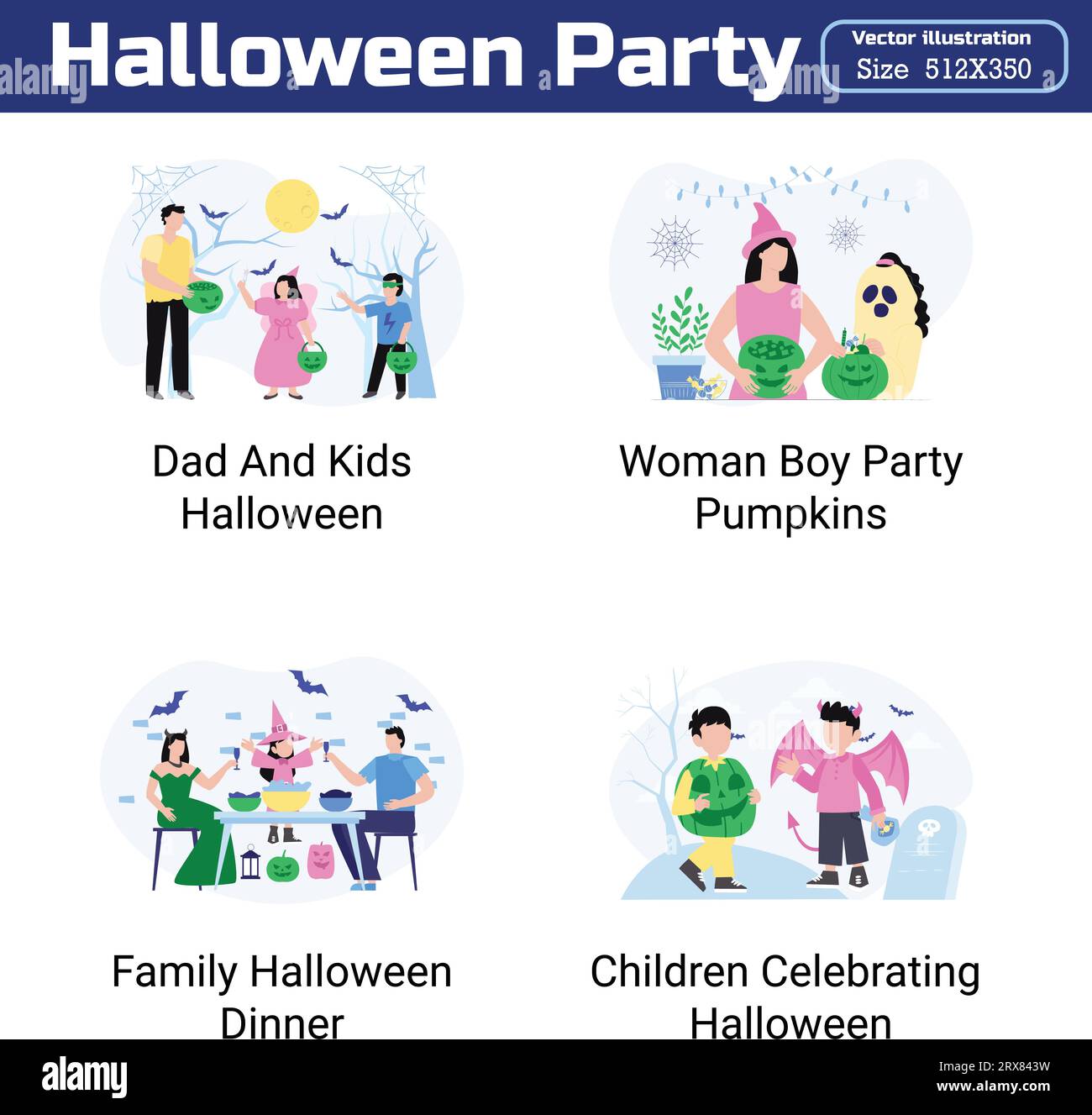 Halloween Party Illustration 20 concepts uniques concepts d'illustration vectorielle de conception plate. Illustration de Vecteur