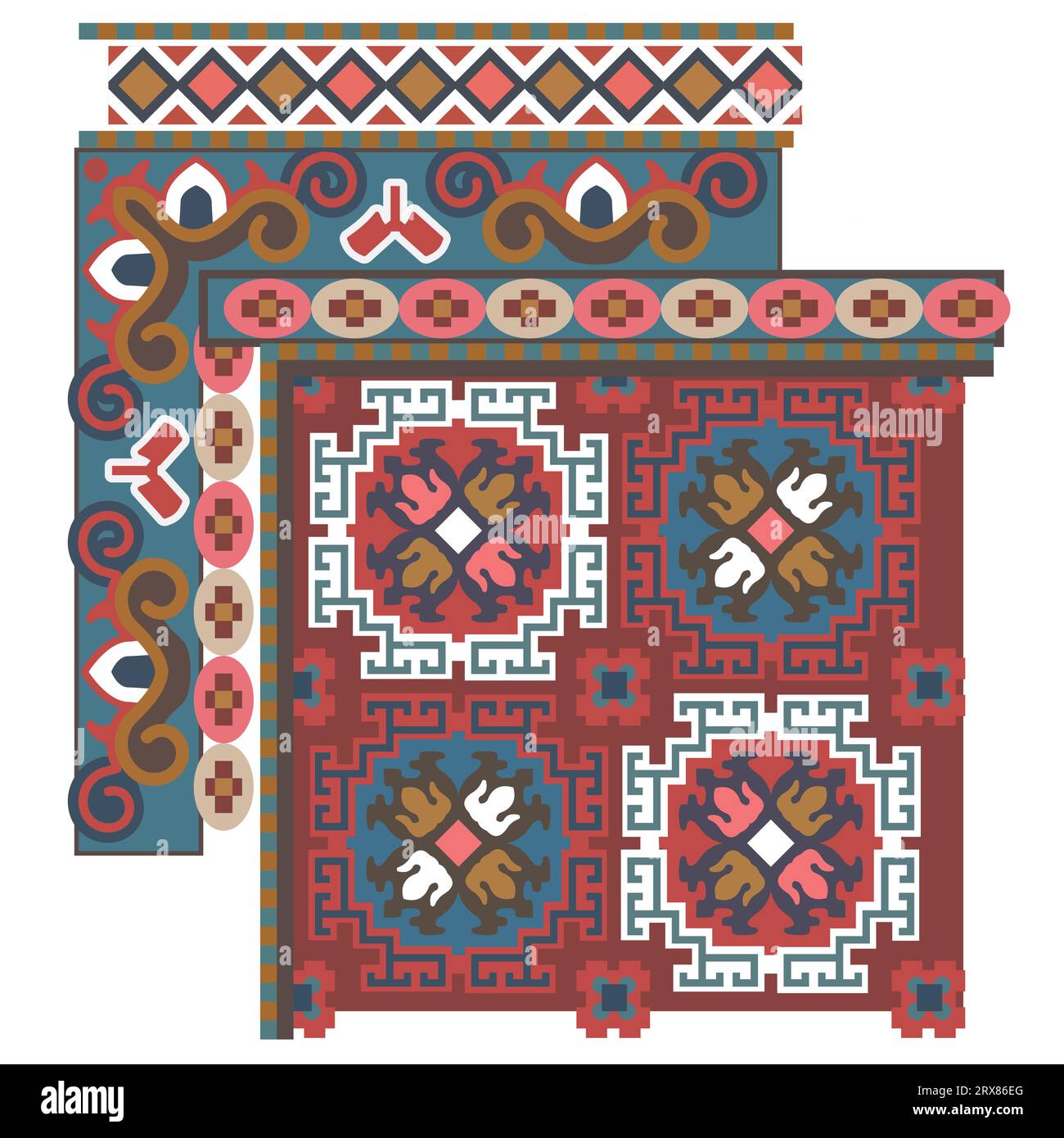 Tapis inspirés de motifs avec des motifs uniques et contrastés Illustration de Vecteur