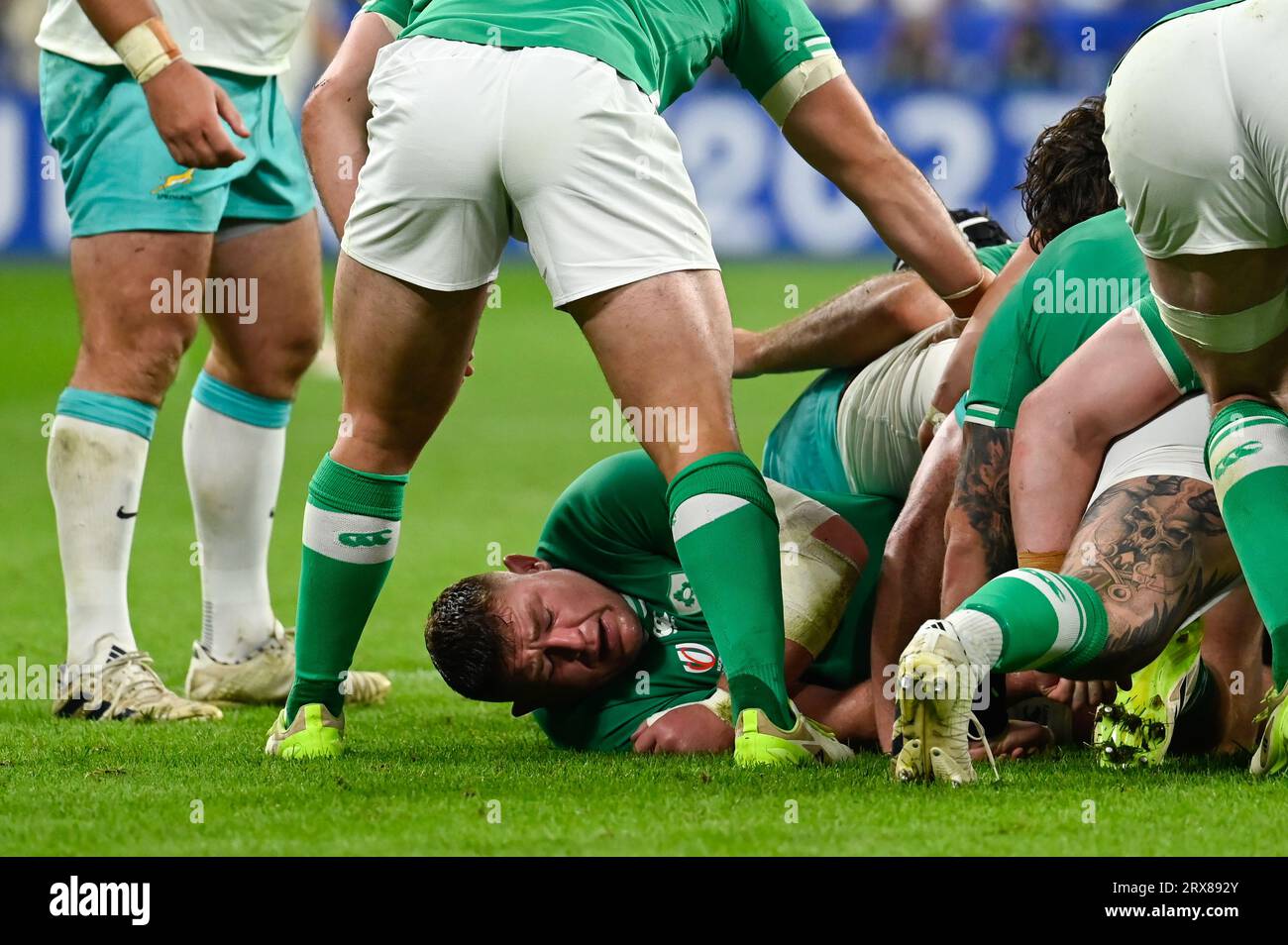 Julien Mattia/le Pictorium - Match de coupe du monde de rugby Afrique du Sud, Irlande. 23 septembre 2023. France/Seine-Saint-Denis/Saint-Denis - Tadhg Furlong lors du premier affrontement entre l'Afrique du Sud et l'Irlande en coupe du monde de Rugby, au Stade de France, le 23 septembre 2023. Crédit : LE PICTORIUM/Alamy Live News Banque D'Images
