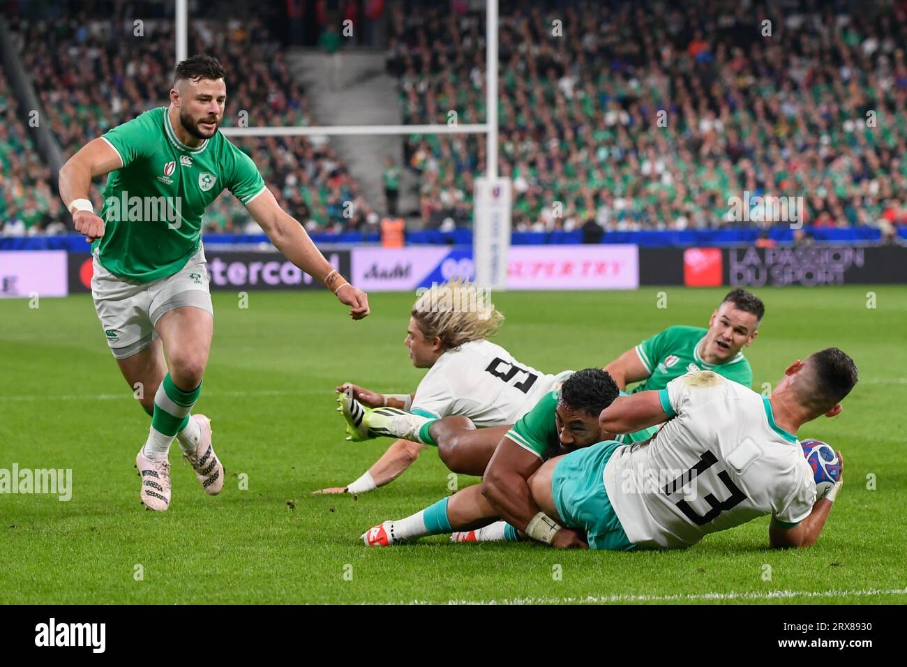Julien Mattia/le Pictorium - Match de coupe du monde de rugby Afrique du Sud, Irlande. 23 septembre 2023. France/Seine-Saint-Denis/Saint-Denis - lors du premier affrontement entre l'Afrique du Sud et l'Irlande en coupe du monde de Rugby, au Stade de France, le 23 septembre 2023. Crédit : LE PICTORIUM/Alamy Live News Banque D'Images