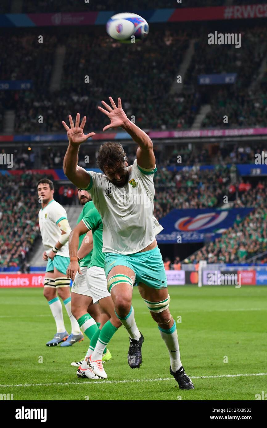 Julien Mattia/le Pictorium - Match de coupe du monde de rugby Afrique du Sud, Irlande. 23 septembre 2023. France/Seine-Saint-Denis/Saint-Denis - Eben Etzebeth lors du premier affrontement entre l'Afrique du Sud et l'Irlande en coupe du monde de Rugby, au Stade de France, le 23 septembre 2023. Crédit : LE PICTORIUM/Alamy Live News Banque D'Images