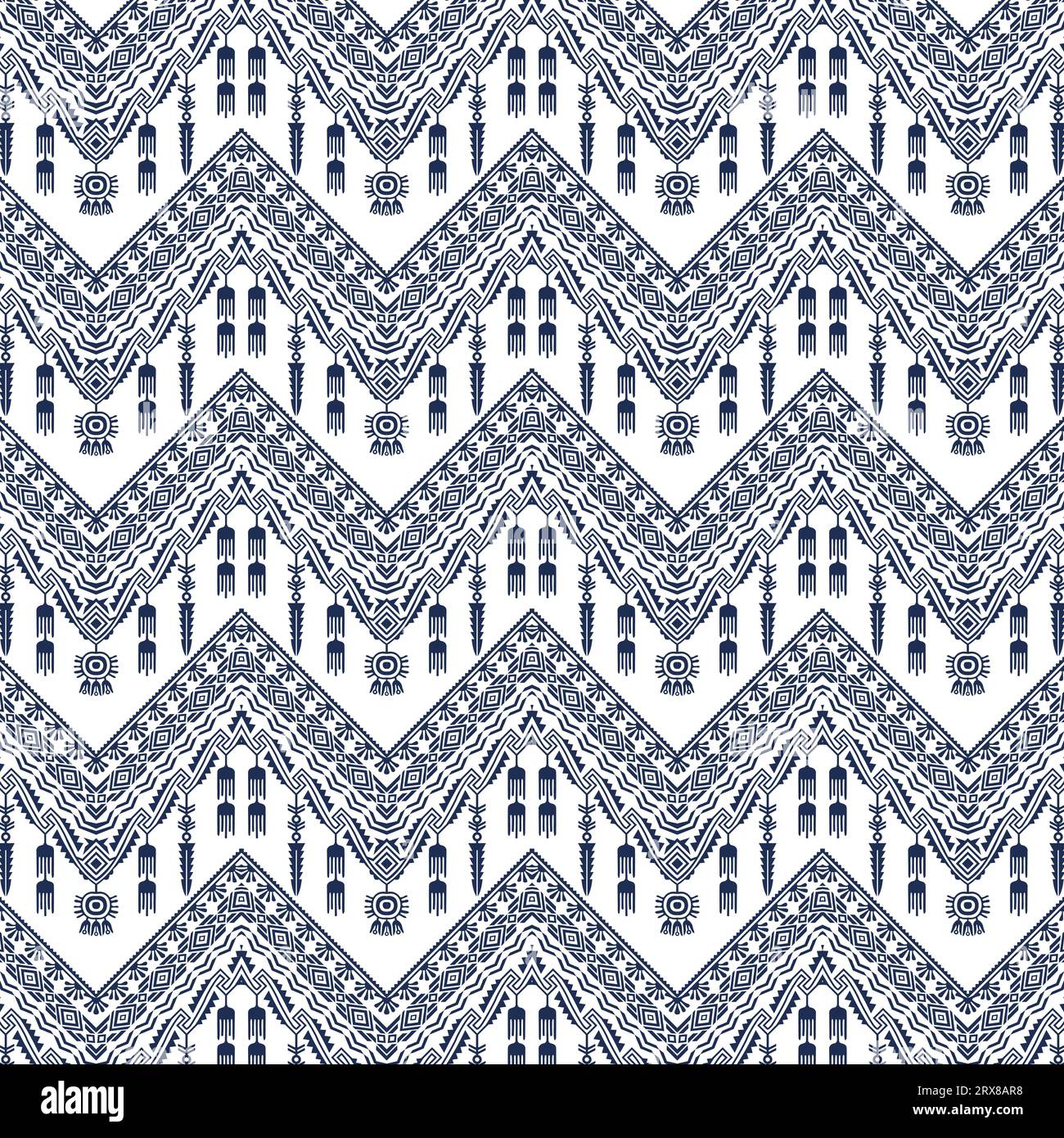 Un motif bleu et blanc avec des gens dessus, frontière répétée, frontière sans couture Illustration de Vecteur