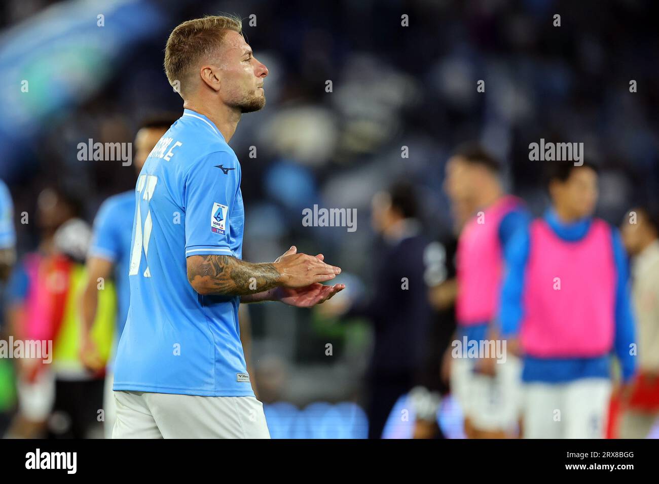 Rome, . 23 septembre 2023. Rome, Italie 23.09.2023 : déception Ciro immobile de Lazio à la fin de l'Italie Serie A TIM 2023-2024 jour 5 match de football entre SS Lazio vs AC Monza au Stade Olympique de Rome. Crédit : Agence photo indépendante/Alamy Live News Banque D'Images