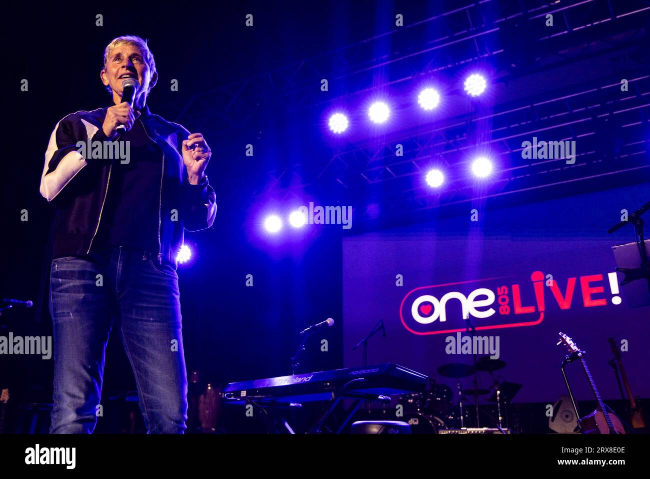 Santa Barbara, États-Unis. 22 septembre 2023. Ellen DeGeneres, Fall One805LIVE ! Festival au domaine de bord de mer de Kevin et Christine Costner le 22 septembre 23 à Summerland, CA. Les recettes du festival servent à soutenir les premiers intervenants dans tout le comté de Santa Barbara. (Photo de Rod Rolle/Sipa USA) crédit : SIPA USA/Alamy Live News Banque D'Images