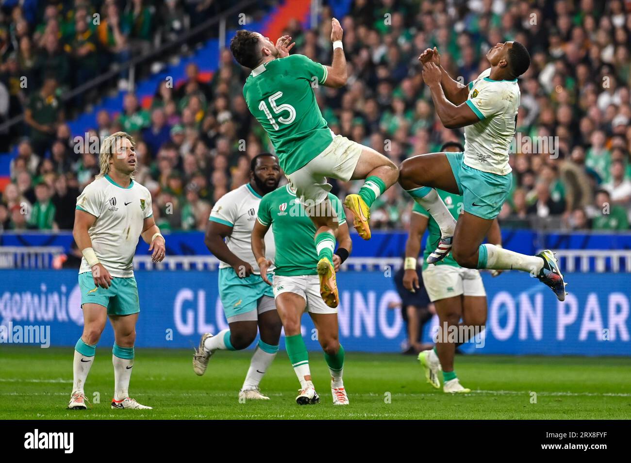 Julien Mattia/le Pictorium - Match de coupe du monde de rugby Afrique du Sud, Irlande. 16 septembre 2023. France/Seine-Saint-Denis/Saint-Denis - lors du premier affrontement entre l'Afrique du Sud et l'Irlande en coupe du monde de Rugby, au Stade de France, le 23 septembre 2023. Crédit : LE PICTORIUM/Alamy Live News Banque D'Images