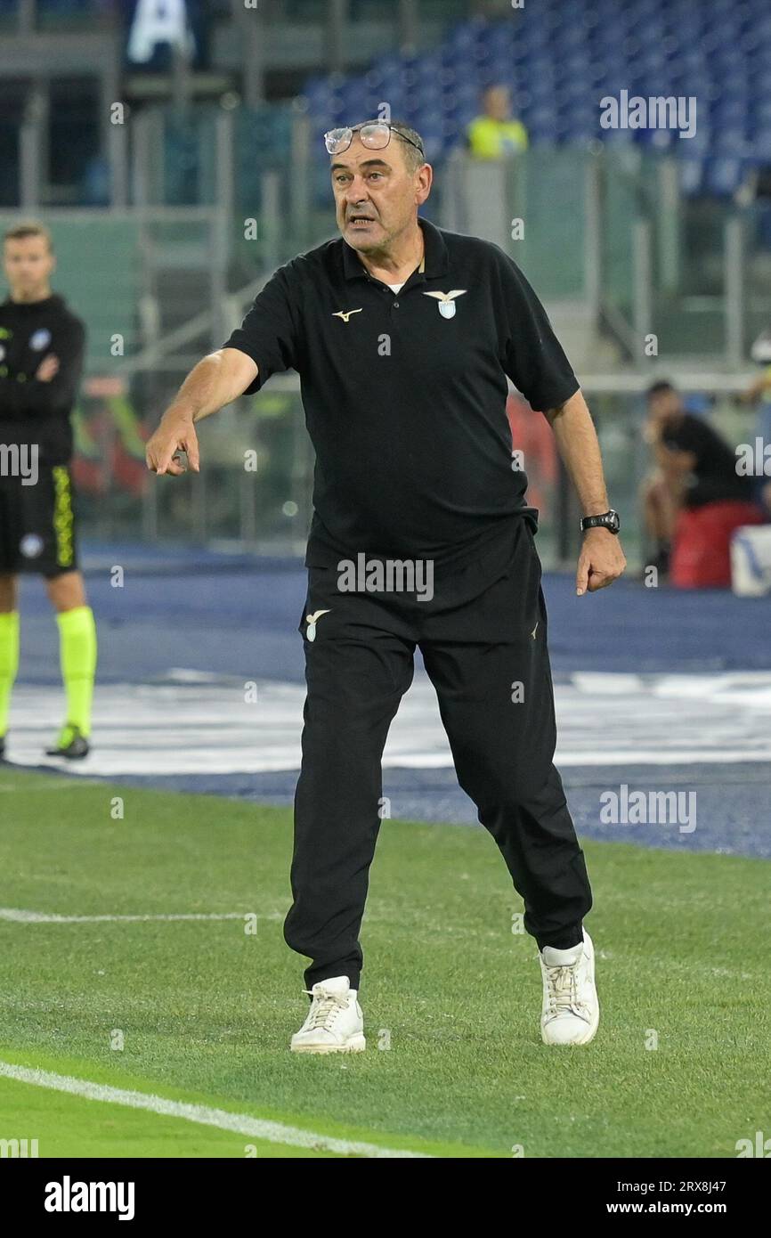 Maurizio Sarri entraîneur du SS Lazio lors du match de Serie A, Lazio vs Monza, 23 septembre 2023 (photo AllShotLive/Sipa USA) crédit : SIPA USA/Alamy Live News Banque D'Images