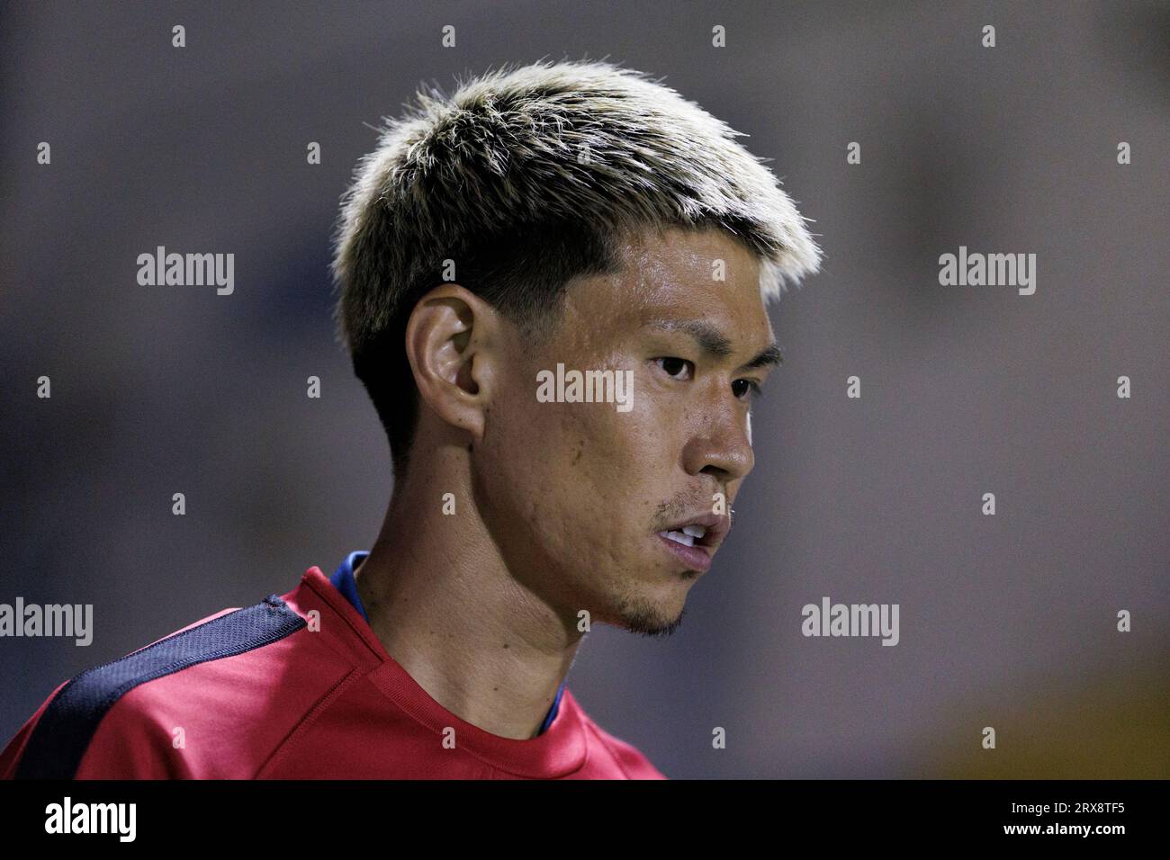 MADRID, ESPAGNE - SEPTEMBRE 23 : Kento Hashimoto lors du match de la Liga Hypermotion 2023/24 entre Alcorcon et Huesca au stade Santo Domingo. Crédit : Guille Martinez/AFLO/Alamy Live News Banque D'Images