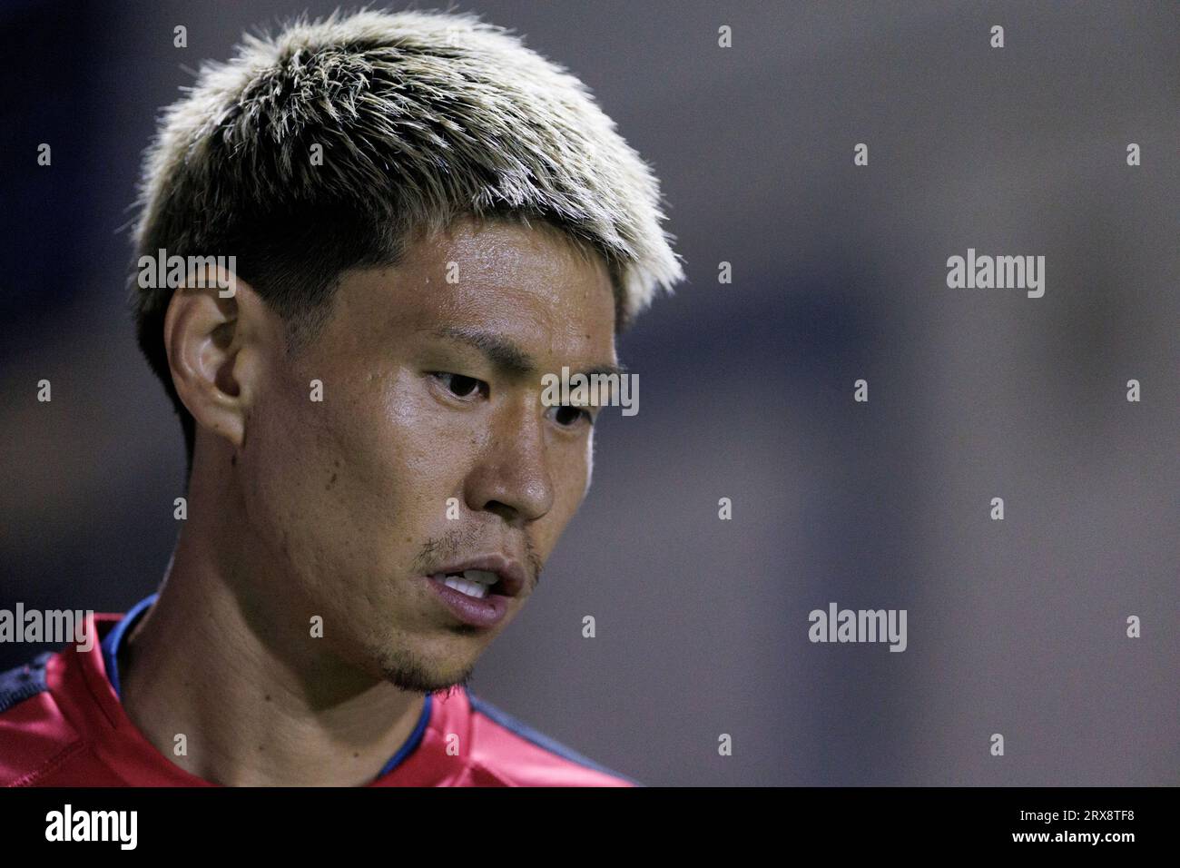 MADRID, ESPAGNE - SEPTEMBRE 23 : Kento Hashimoto lors du match de la Liga Hypermotion 2023/24 entre Alcorcon et Huesca au stade Santo Domingo. Crédit : Guille Martinez/AFLO/Alamy Live News Banque D'Images