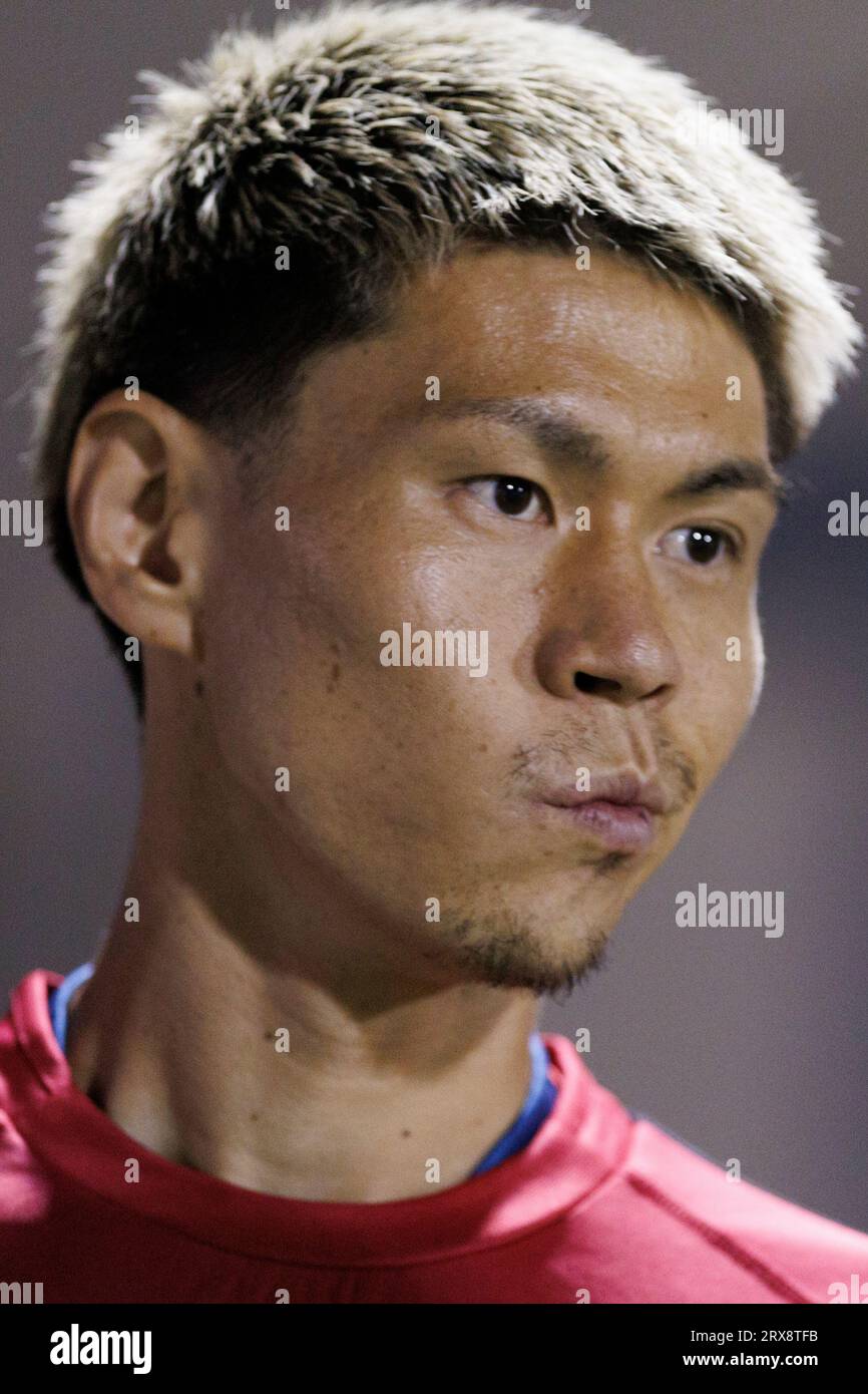 MADRID, ESPAGNE - SEPTEMBRE 23 : Kento Hashimoto lors du match de la Liga Hypermotion 2023/24 entre Alcorcon et Huesca au stade Santo Domingo. Crédit : Guille Martinez/AFLO/Alamy Live News Banque D'Images