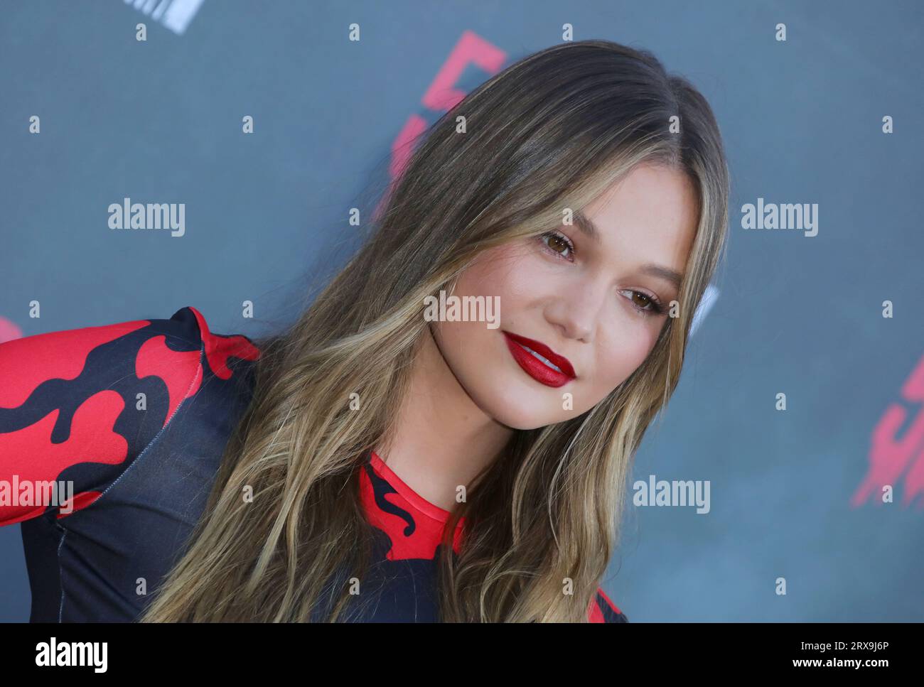 Buena Park, États-Unis. 23 septembre 2023. Olivia Holt arrive à Knotts Scary Farms 50 anniversaire Black Carpet événement qui a eu lieu à Knotts Berry Farm Hotel à Buena Park, CA le samedi 23 septembre 2023. (Photo de Juan Pablo Rico/Sipa USA) crédit : SIPA USA/Alamy Live News Banque D'Images