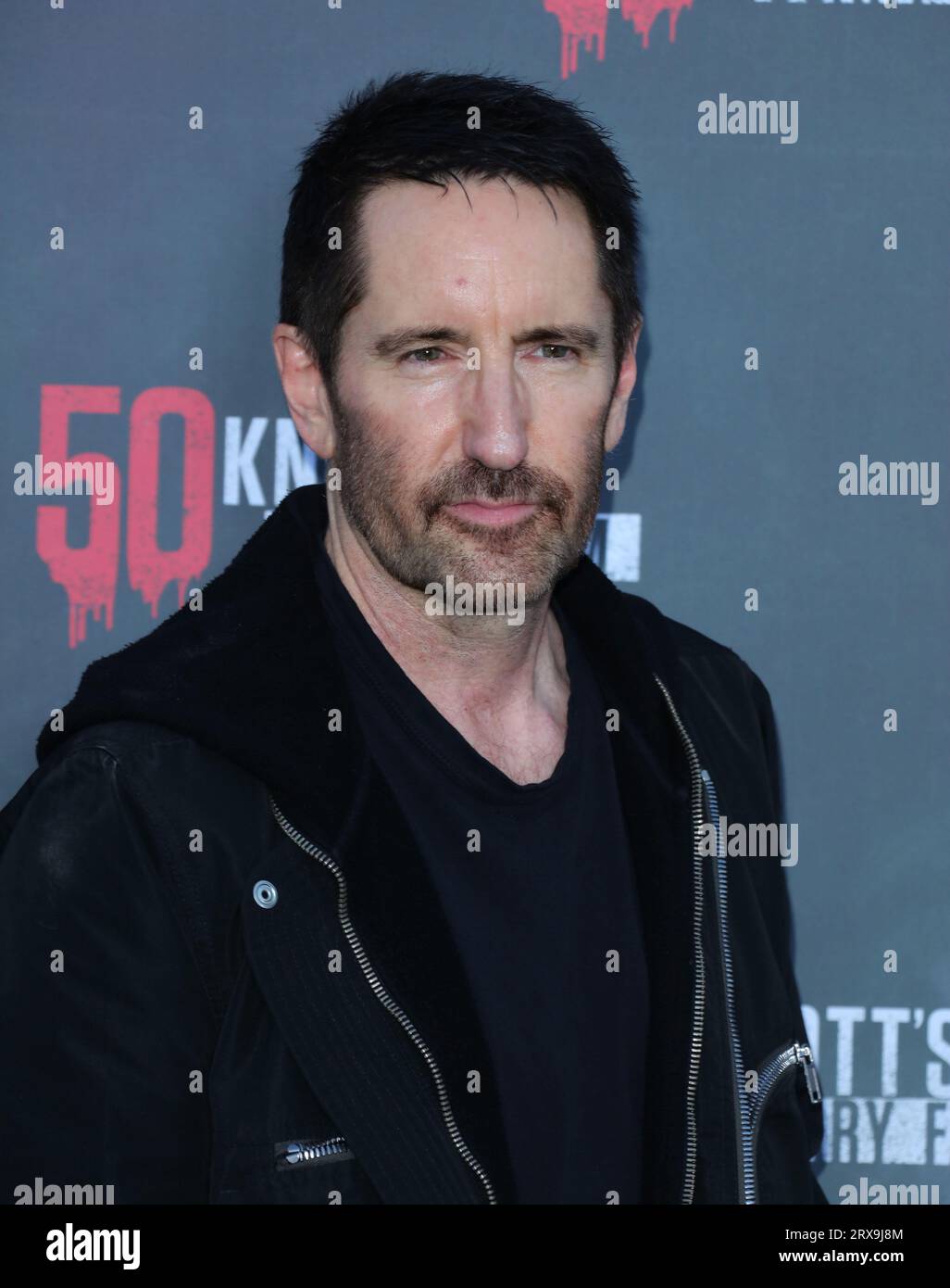 Buena Park, États-Unis. 23 septembre 2023. Trent Reznor arrive à Knotts Scary Farms 50 anniversaire Black Carpet événement qui a eu lieu au Knotts Berry Farm Hotel à Buena Park, CA le samedi 23 septembre 2023 . (Photo de Juan Pablo Rico/Sipa USA) crédit : SIPA USA/Alamy Live News Banque D'Images