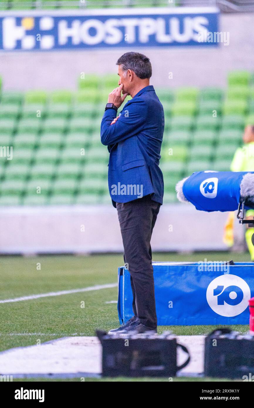 Melbourne, Australie. 24 septembre 2023. L'entraîneur de Melbourne Rado Vidosic avant le match à AAMI Park. Crédit : James Forrester/Alamy Live News Banque D'Images