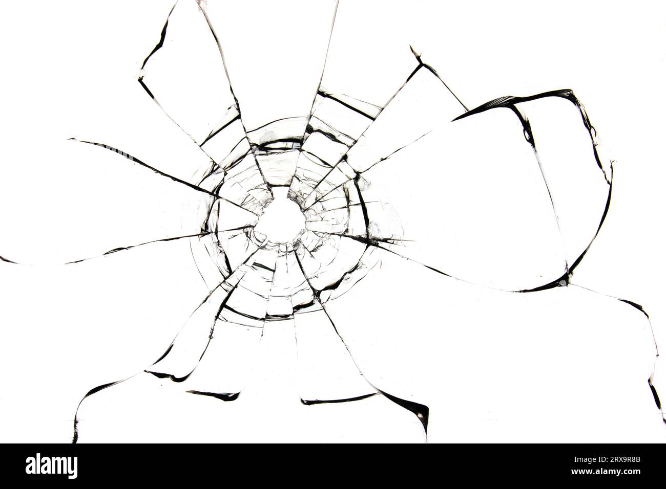 Fissures de verre cassé, texte sur un fond blanc pour la conception. Banque D'Images
