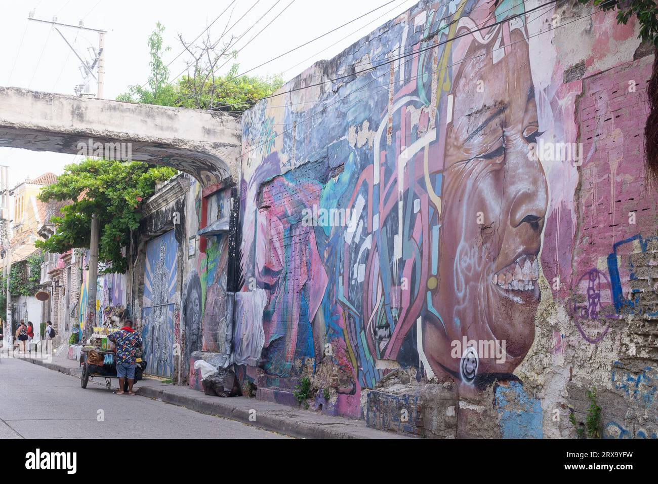 Street art dans le quartier Getsemani de Cartagena de Indias, Colombie. Banque D'Images