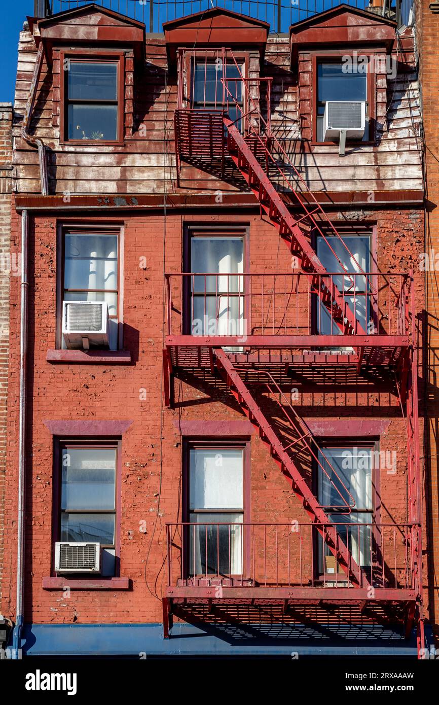 États-Unis, New York, New York City, Lower Manhattan, Une maison Red Bricks dans le Greenwich Village Banque D'Images