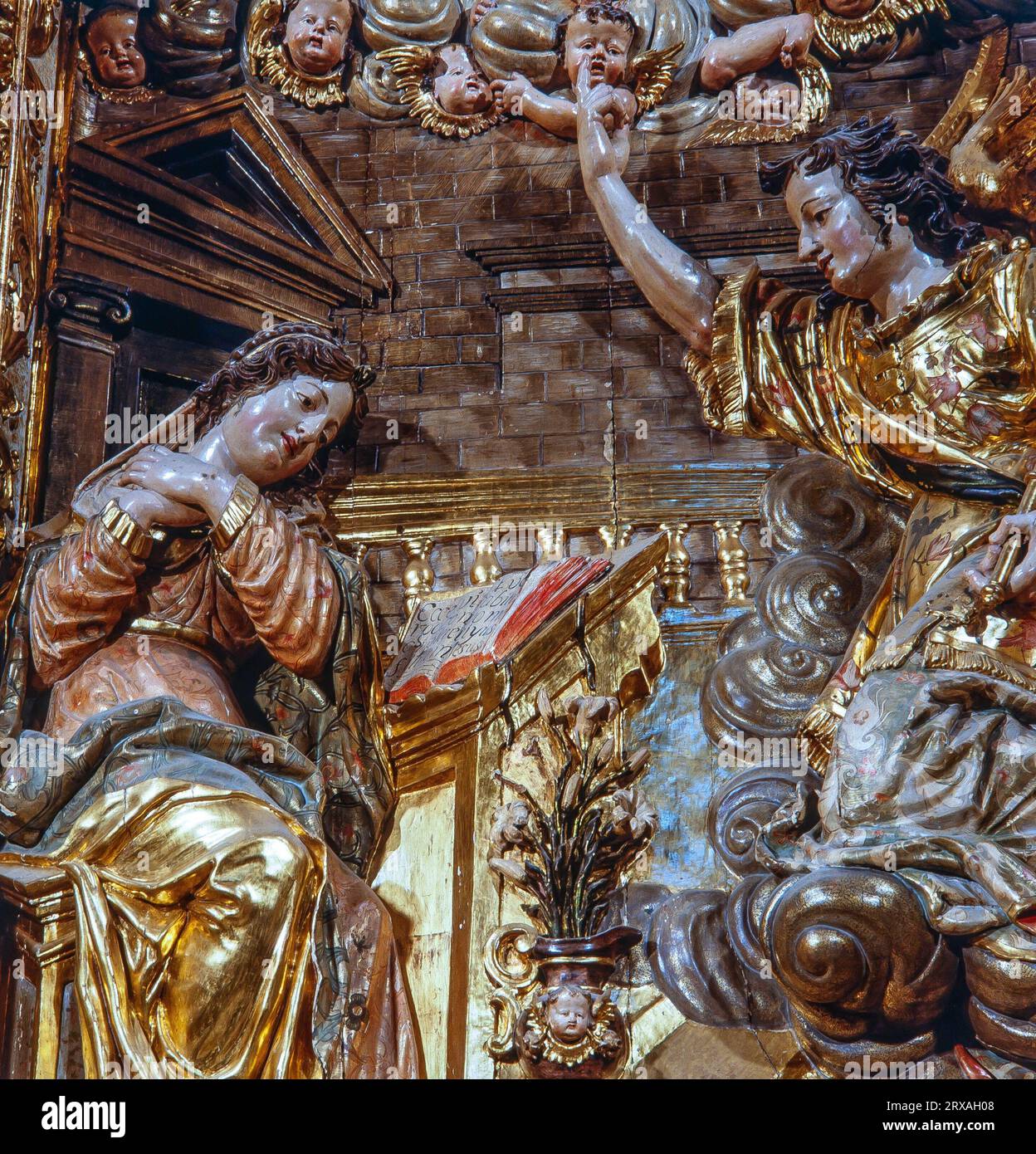 Pau Costa / Retablo de la Anunciación, 1715-1725. Capilla de la Anunciación, Catedral de Girona (Catedral de Santa María de Gerona). Banque D'Images