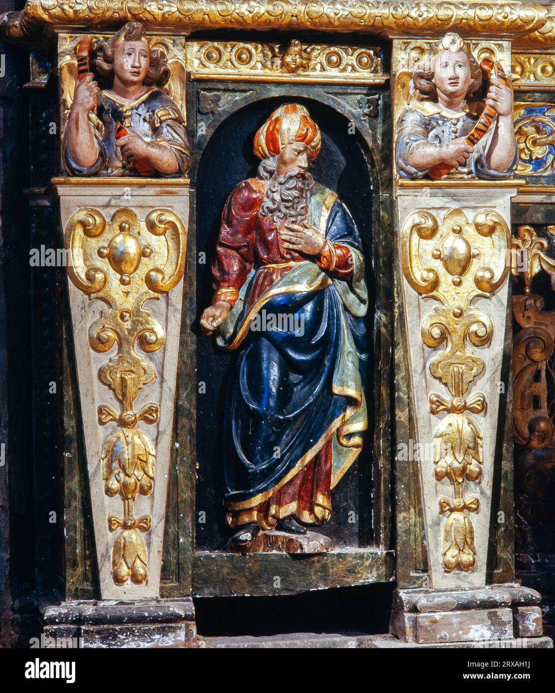 Pau Sunyer / Retablo de la iglesia de Sant Joan d'Oló, siglo XVII Banque D'Images