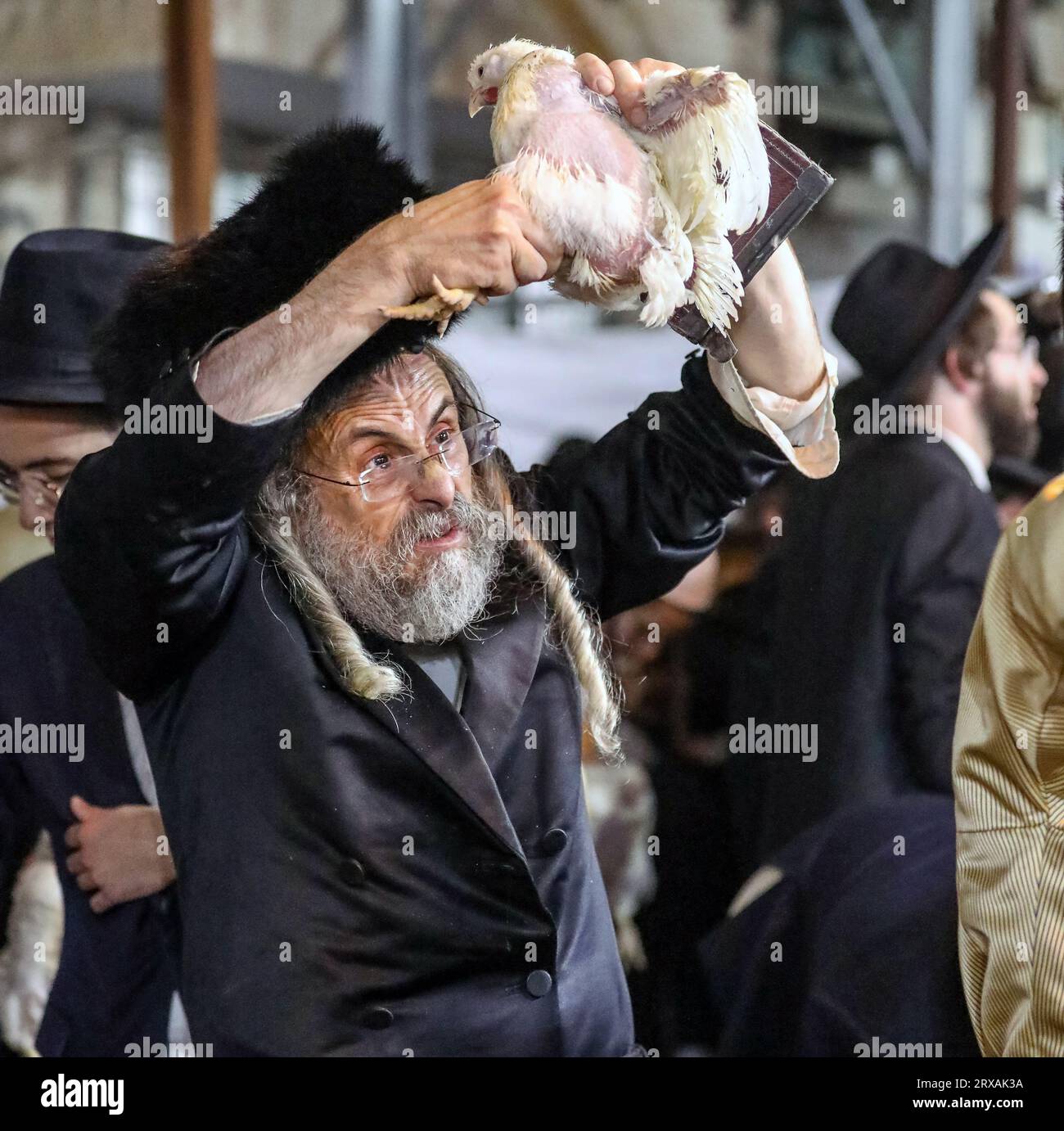 Jérusalem, Israël. 24 septembre 2023. Aujourd'hui, les Juifs dénotent « le jour des Expiations » (Yom Kippour). Vers la fête, ils devraient effectuer la cérémonie de Kaparot. Crédit : Yoram Biberman/Alamy Live News. Banque D'Images