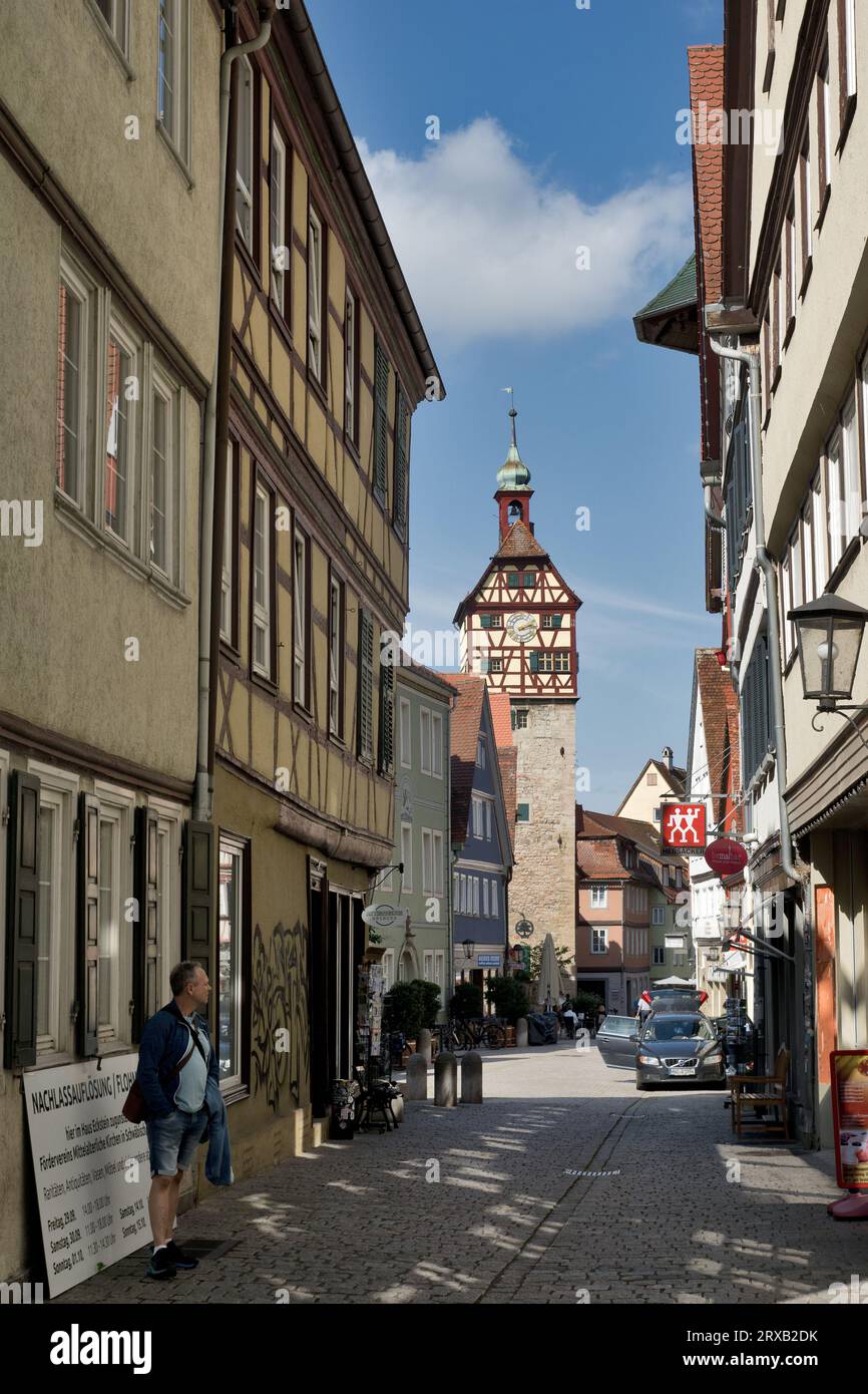 Schwäbisch Hall, Allemagne : vieille ville avec Josenturm Banque D'Images