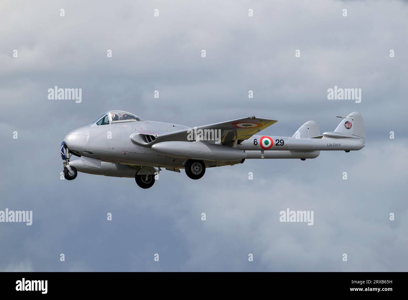 Un de Havilland Vampire de l'armée de l'air italienne - vol historique norvégien Banque D'Images