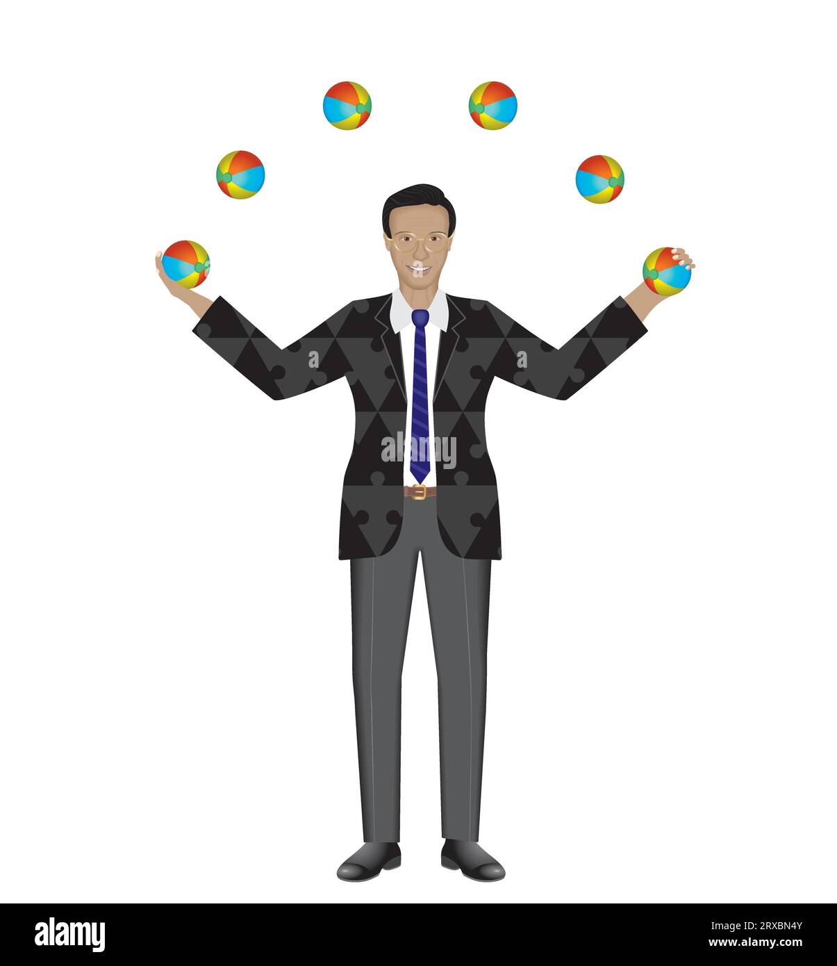 Homme jonglant avec des balles. Multitâche, coordination. Isolé. Illustration vectorielle. Illustration de Vecteur