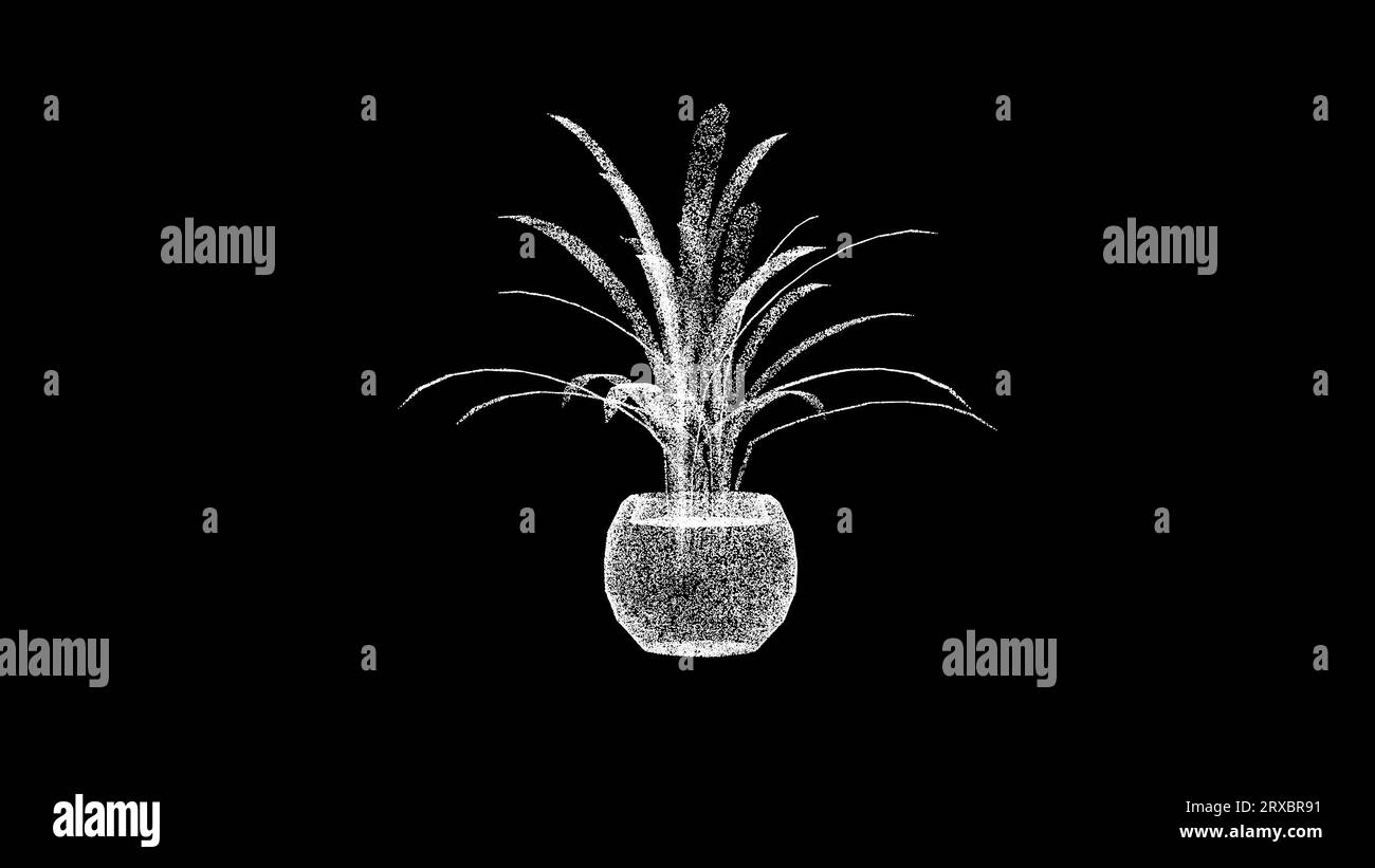 Fleur de décor 3D tourne sur fond noir. Décoration et concept de fleurs. Conception de l'usine. Toile de fond publicitaire d'entreprise. Pour titre, texte, présentation. 3d Banque D'Images