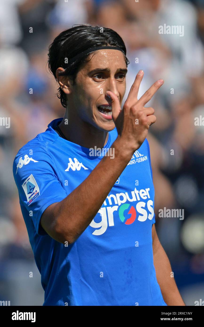 Empoli, Italie. 24 septembre 2023. Youssef Maleh, le milieu de terrain d'Empoli'FC, lors du match Empoli FC vs Inter - FC Internazionale, football italien Serie A à Empoli, Italie, septembre 24 2023 crédit : Independent photo Agency/Alamy Live News Banque D'Images