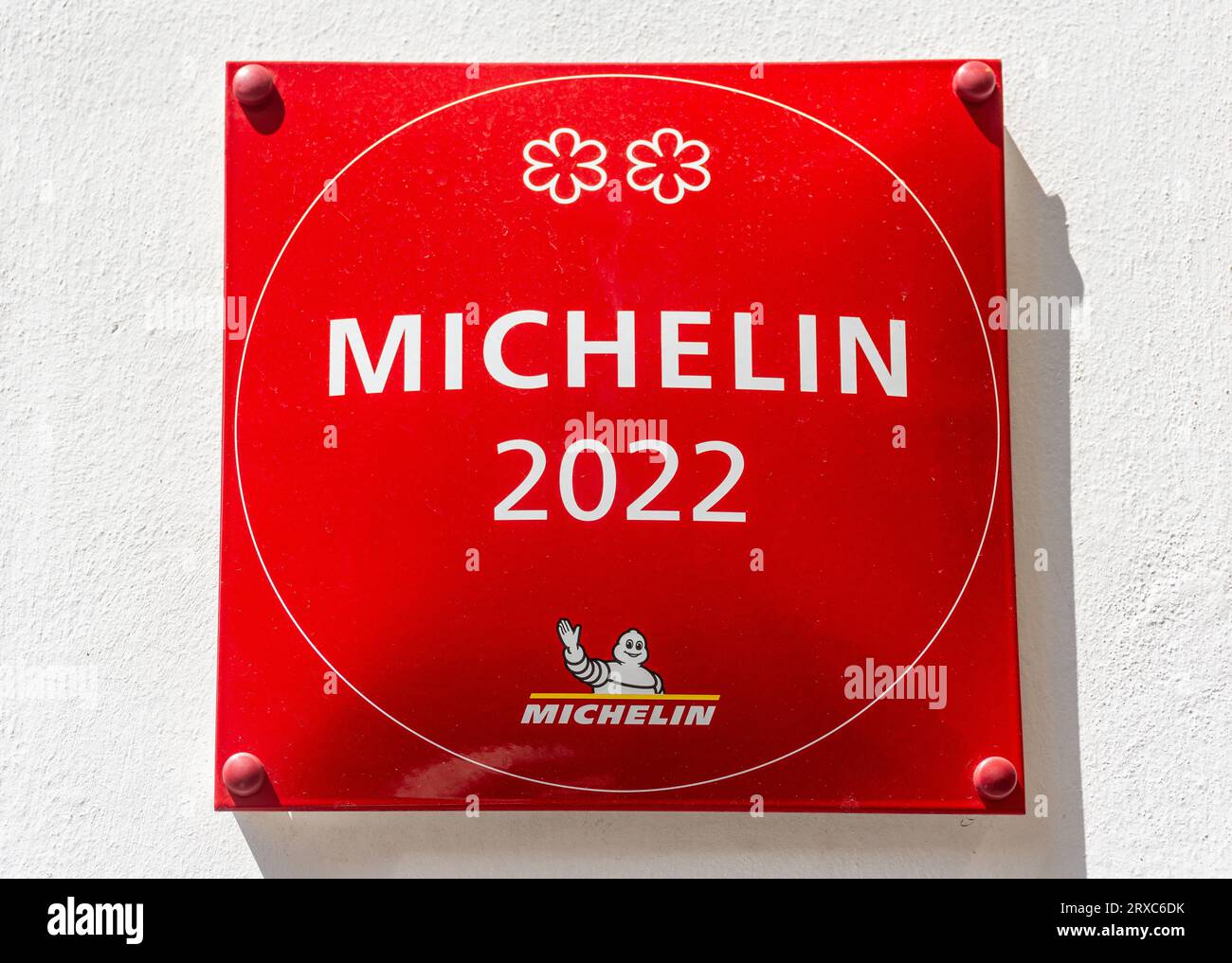 Panneau Michelin étoile à l'extérieur restaurant, Widdergasse, Altstadt Vieille ville, ville de Zürich, Zürich, Suisse Banque D'Images