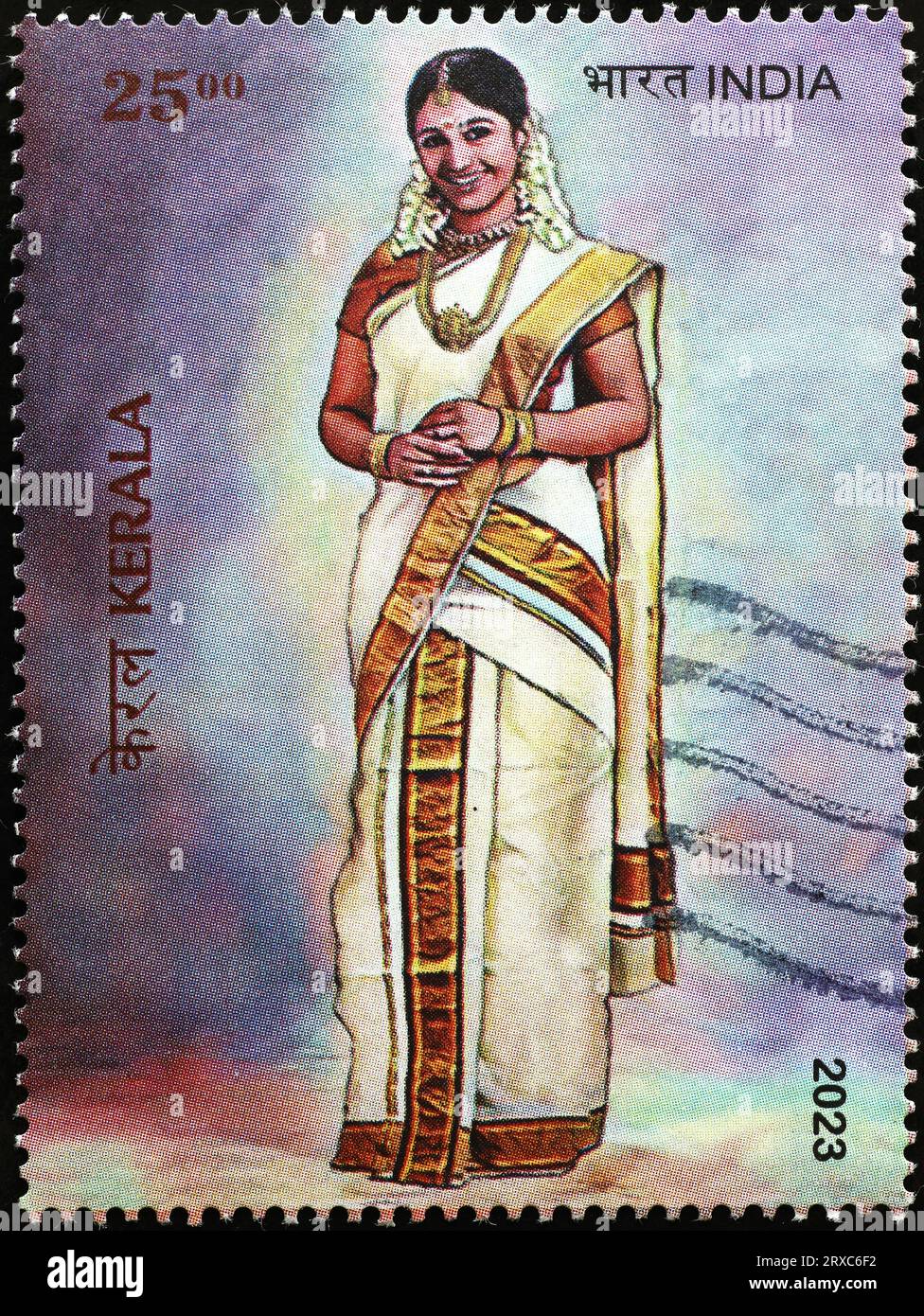 Costume de mariée d'une indienne de l'État du Kerala Banque D'Images