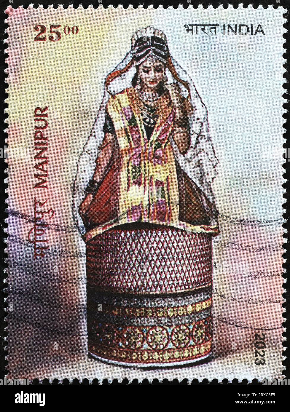 Costume de mariée d'une indienne de l'État du Manipur Banque D'Images