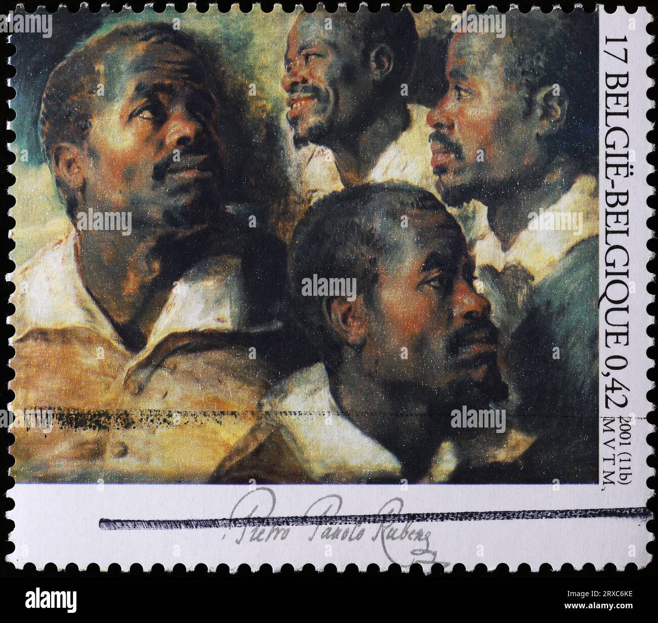 Quatre études d'une lande par Rubens sur timbre-poste Banque D'Images