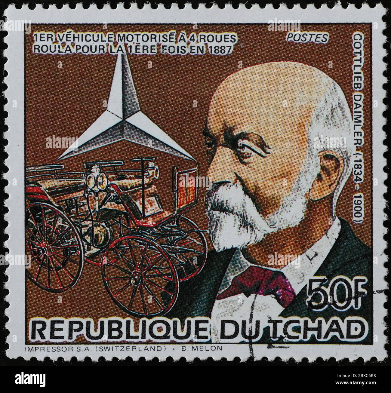 Inventeur de la première automobile Gottlieb Daimler sur timbre-poste Banque D'Images