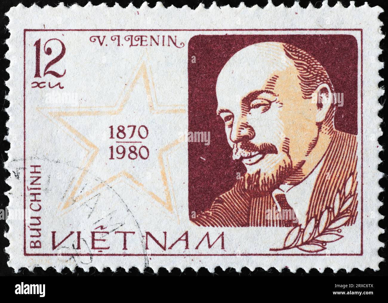 Portrait de Lénine sur timbre-poste vietnamien Banque D'Images