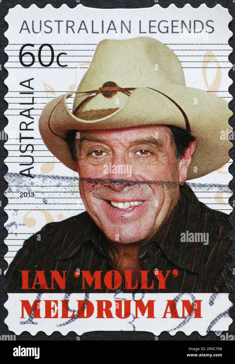 Critique musicale Molly Meldrum sur timbre-poste australien Banque D'Images