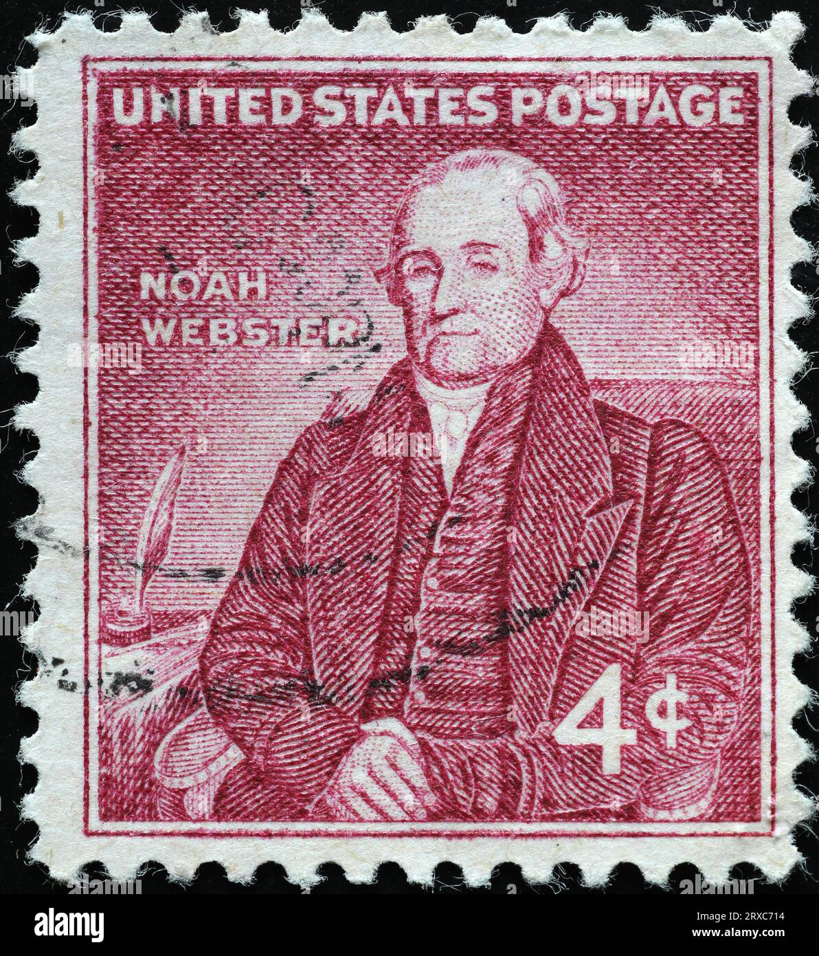Noah Webster sur un vieux timbre-poste américain Banque D'Images